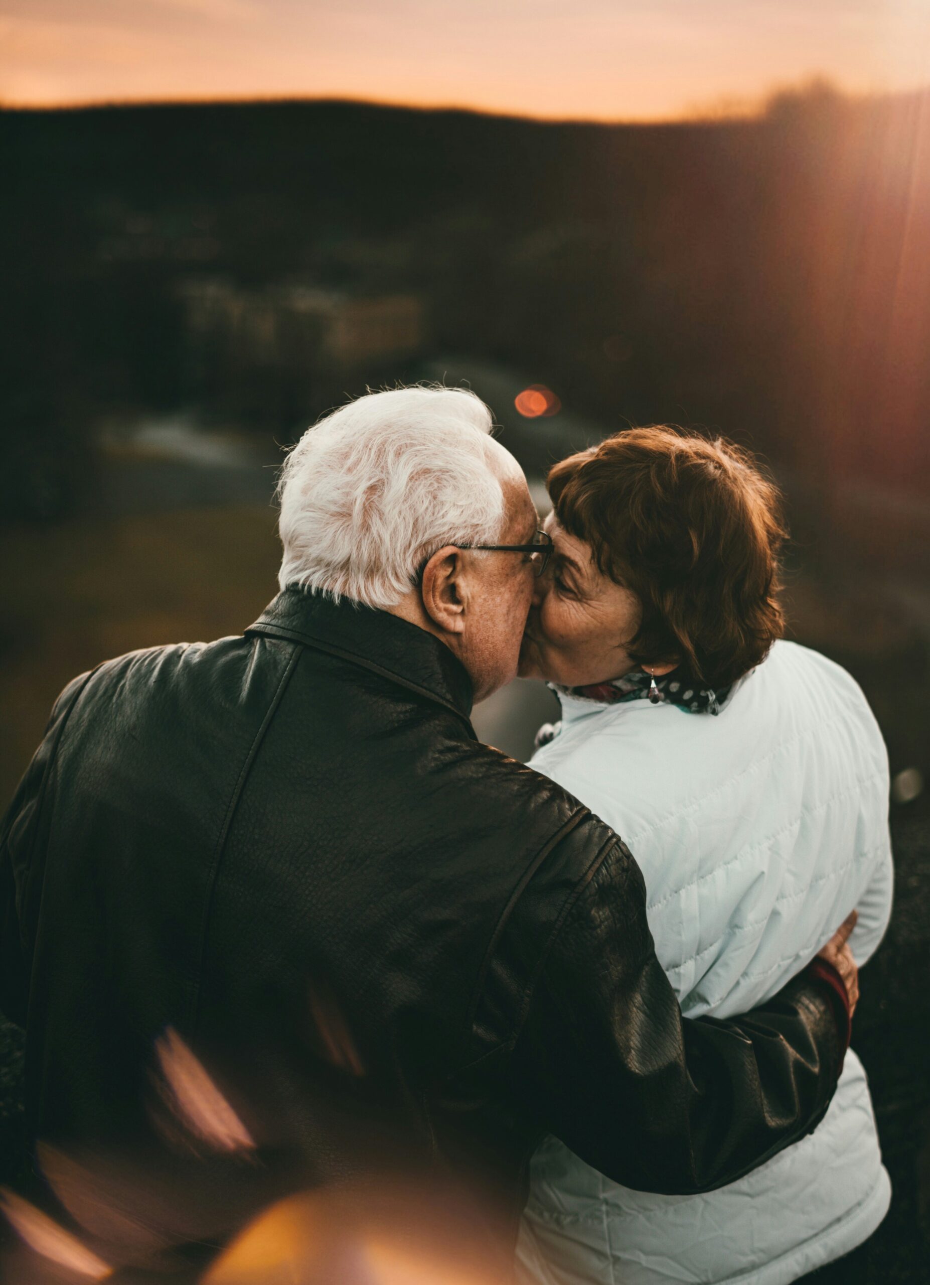 Grandparents kissing